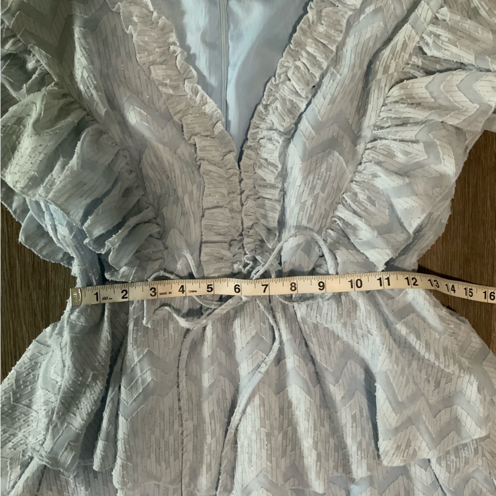 Blue Ruffle Layer Romper Mini Dress - Picture 10 of 13